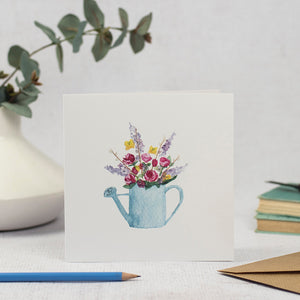 Flowers in watering can card