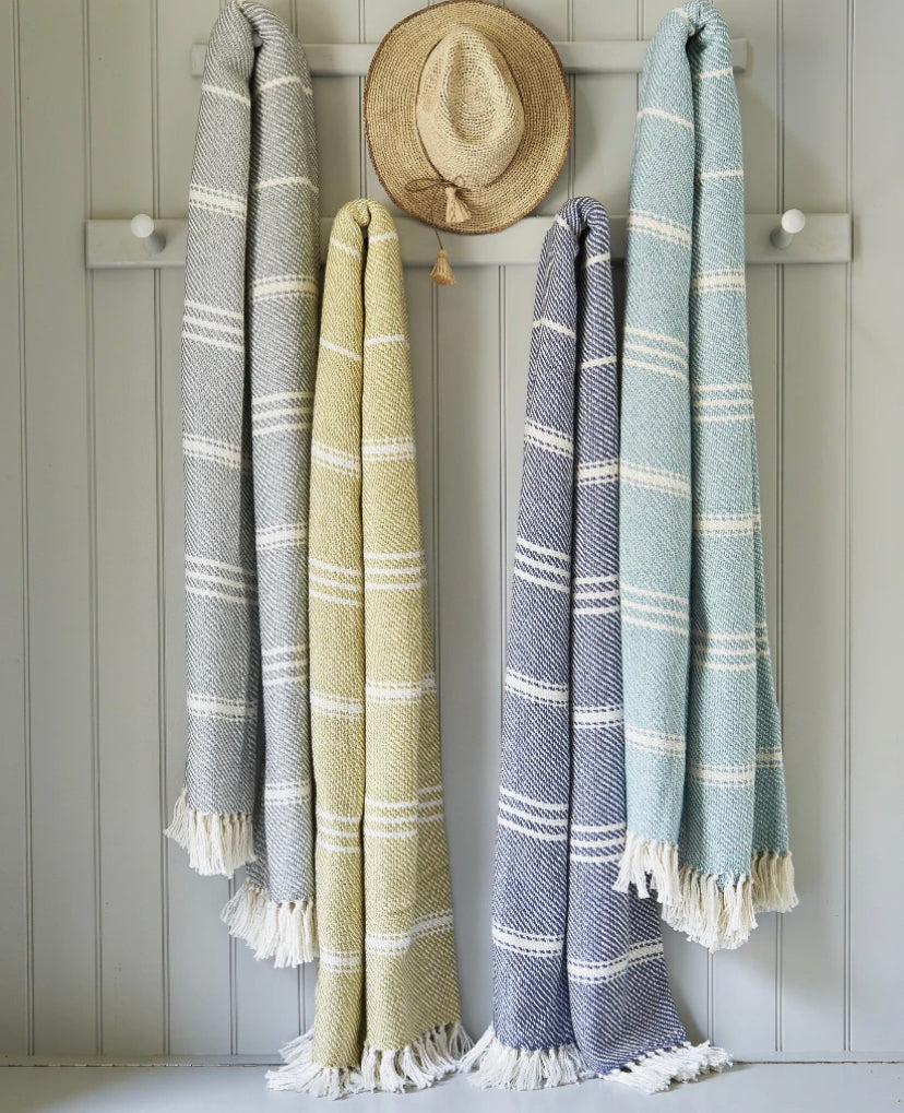 Teal Oxford Stripe Blanket - Weaver Green